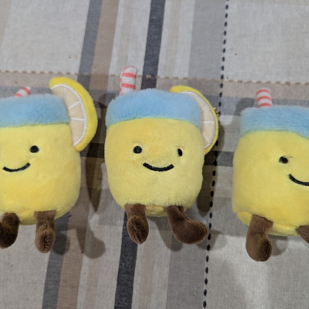 3 Lemonade Plush Keychains Valentines Gift Party Favor Give Away 🍋 Lemon